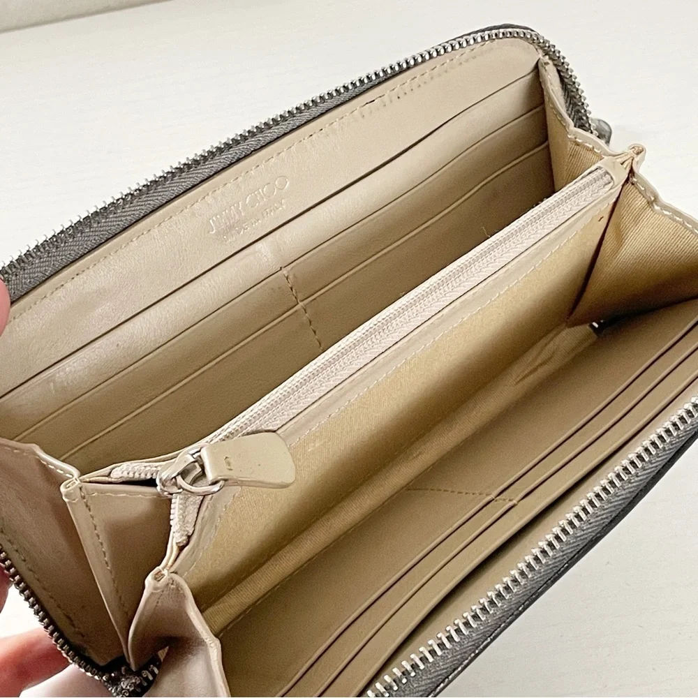 Jimmy Choo metallic leather stars long zip wallet